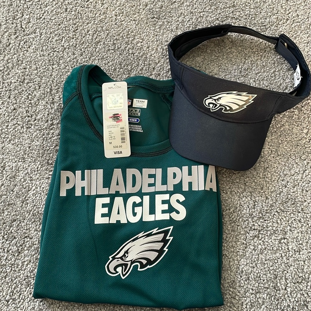 Eagles Women’s Fitted Tee + Visor- NWT!